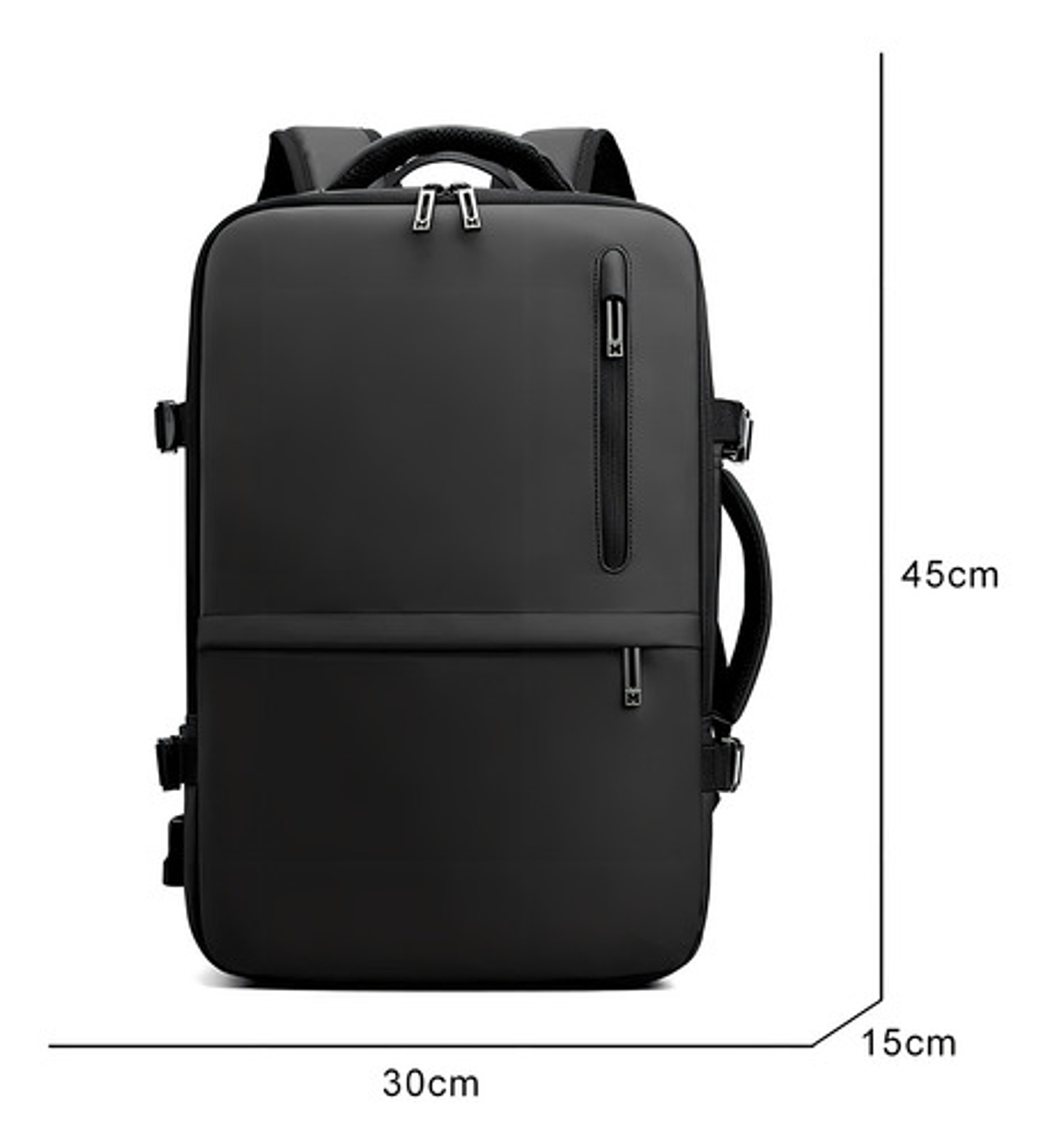 Mochila De Viaje Avión Multifuncional Gran Capacidad Usb Color Negro Liso 6