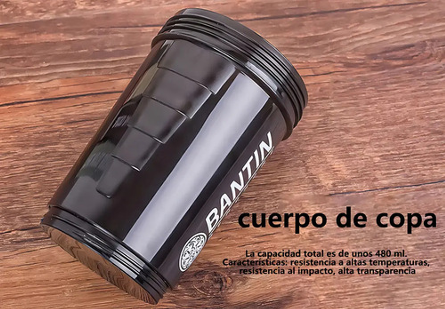 Shaker Botella 500ml Creator Vaso Mezclador De Proteínas 3 Capas Bpa Free Negro 5