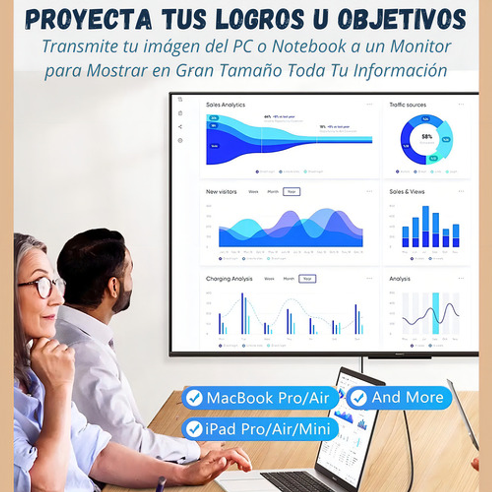 Cable Tipo C A Hdmi 4k 60hz De 1,8 Metros De Largo Usb C Hd Adaptador Versión 2.0 2