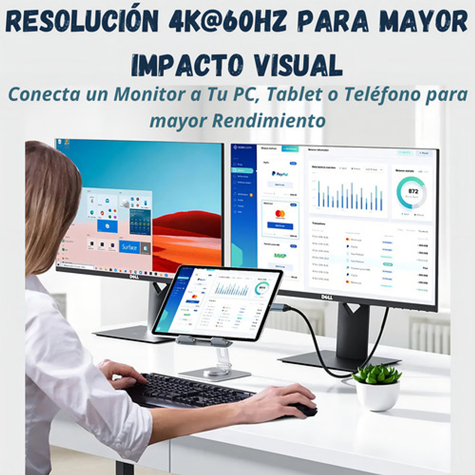 Cable Tipo C A Hdmi 4k 60hz De 1,8 Metros De Largo Usb C Hd Adaptador Versión 2.0 3