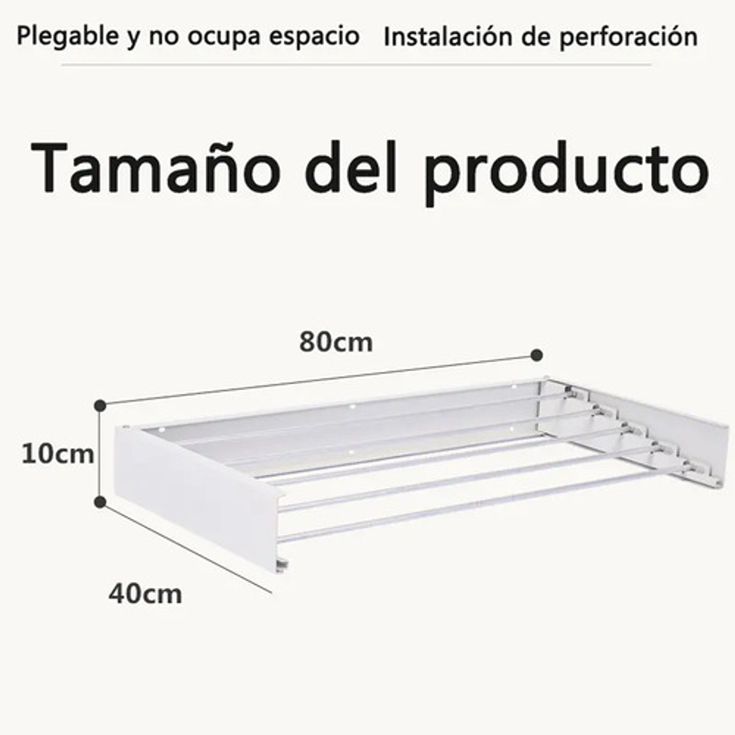 Thek Thekdedero Tendederos Plegables Retractil Ropa Plegable Reforzado Metal Color Blanco 2
