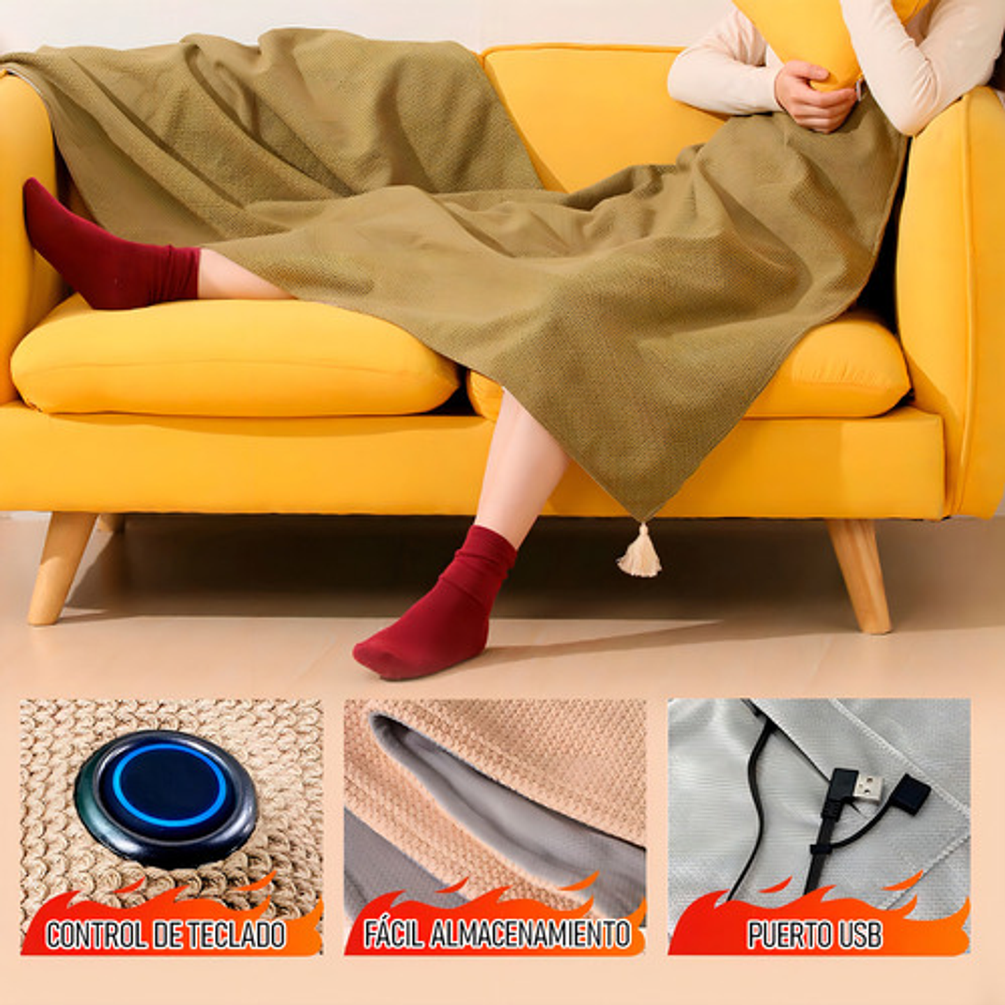 Manta Calentadora Portátil Usb De Franela Y Terciopelo Para Mujer Arcashopping Verde 4