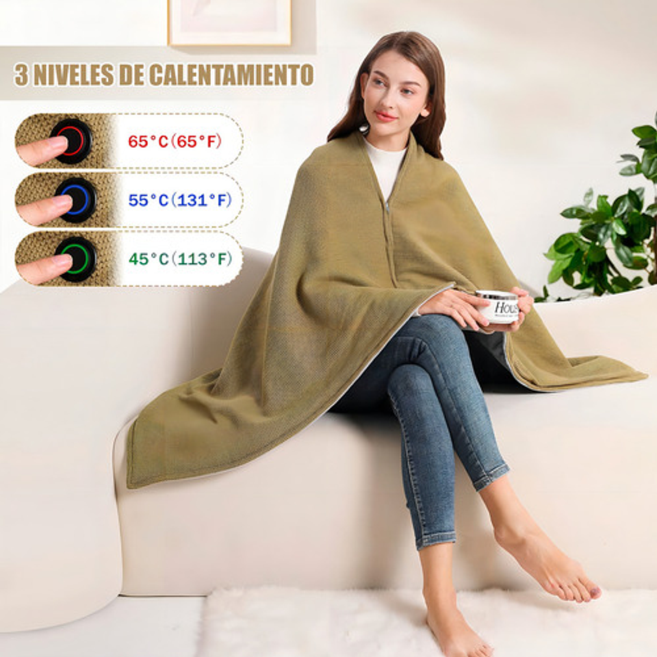 Manta Calentadora Portátil Usb De Franela Y Terciopelo Para Mujer Arcashopping Verde 5