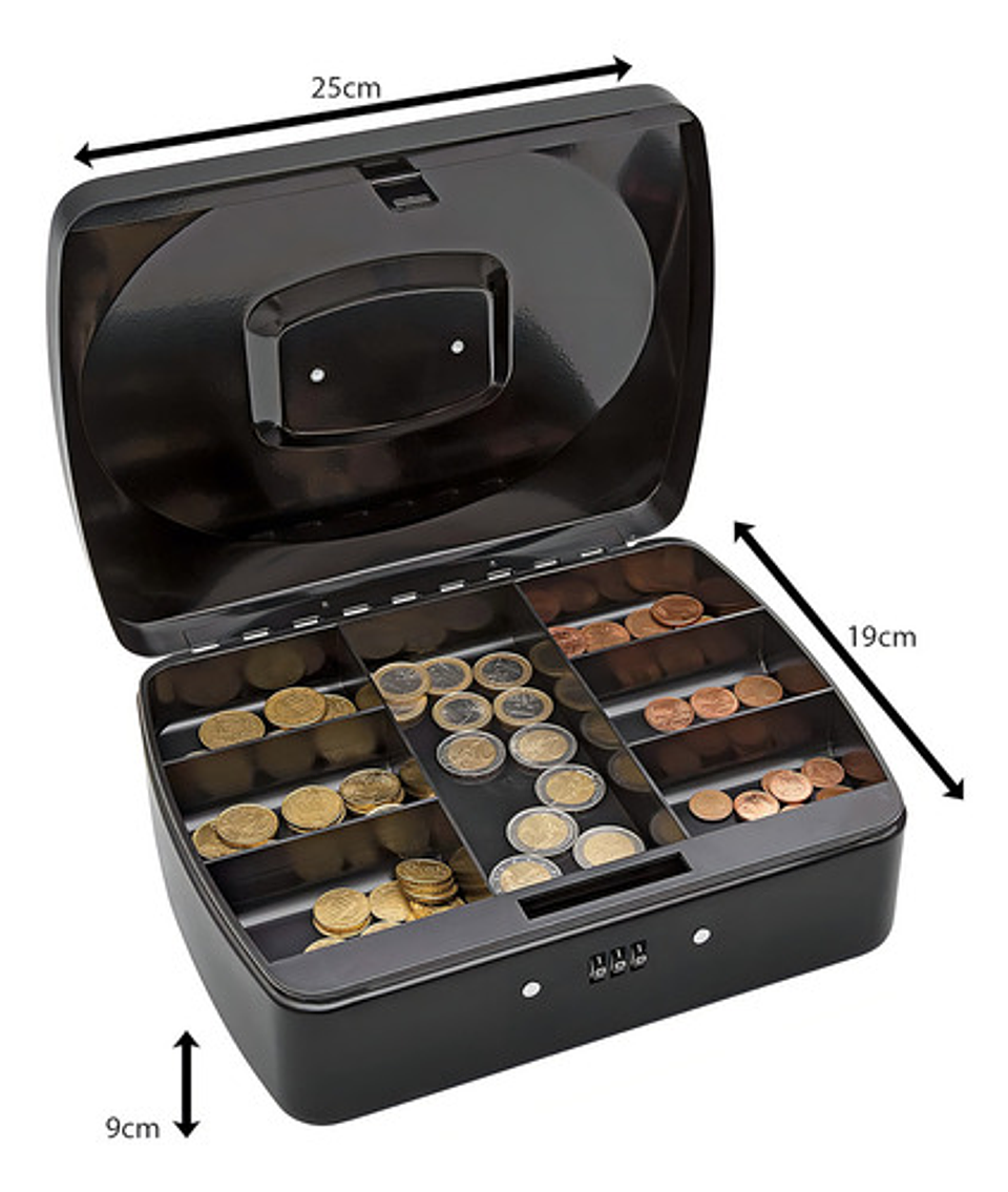 Caja Fuerte Metálica Acero Inoxidable Negro Con Llave Para Dinero Negro-269003 3