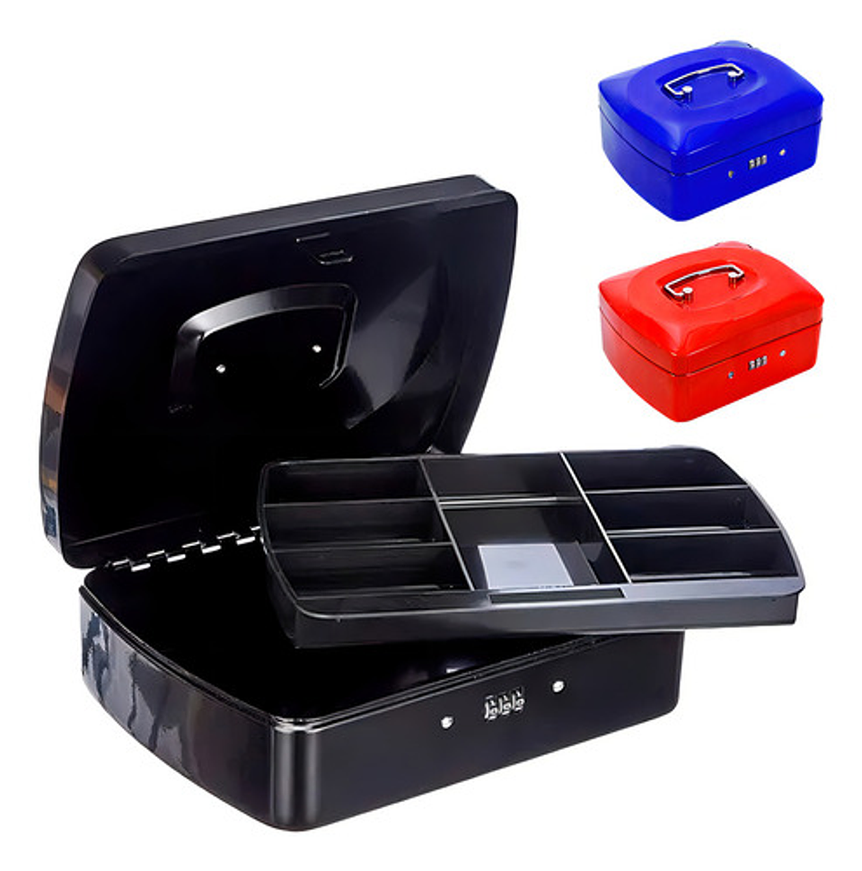 Caja Fuerte Metálica Acero Inoxidable Negro Con Llave Para Dinero Negro-269003 7