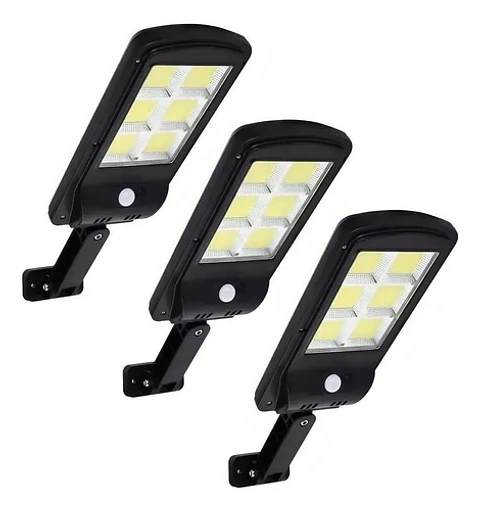 X3 Focos Solar Exterior Led Lampara Sensor Movimiento Estructura Negro