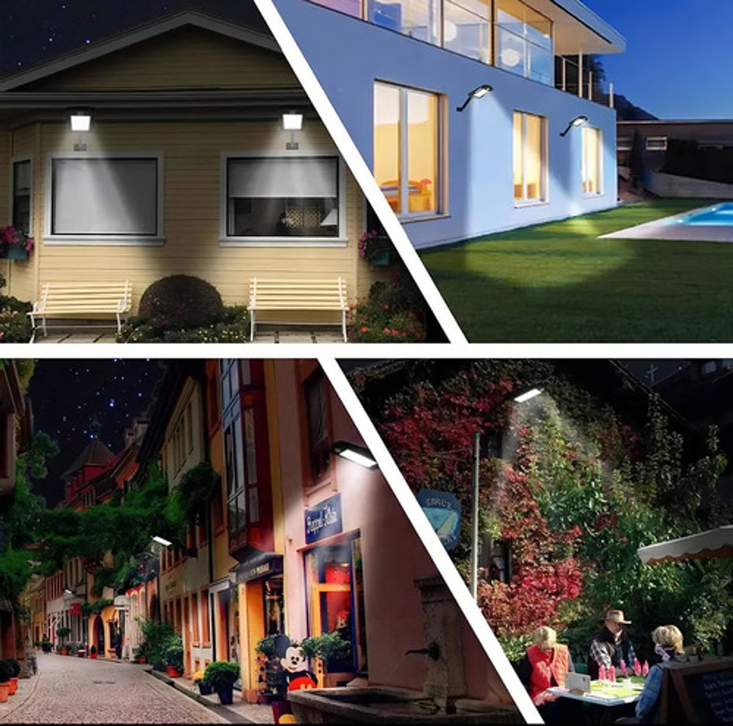 X3 Focos Solar Exterior Led Lampara Sensor Movimiento Estructura Negro 3