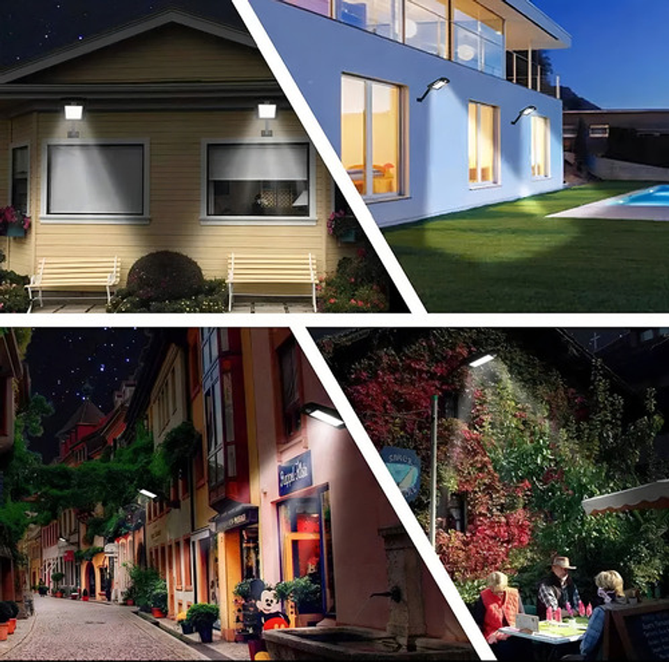 X3 Focos Solar Exterior Led Lampara Sensor Movimiento Estructura Negro 3