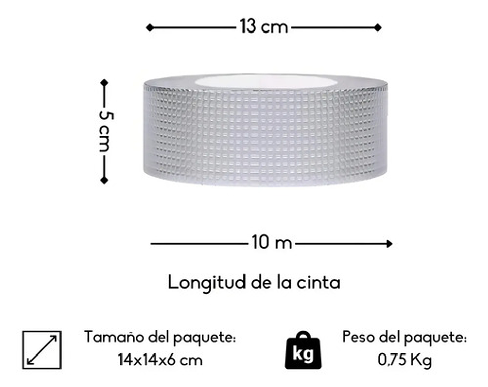 Adhesivo Cinta Tapagotera Techo Sellador Impermeabl 5cm X10m Plateado 2