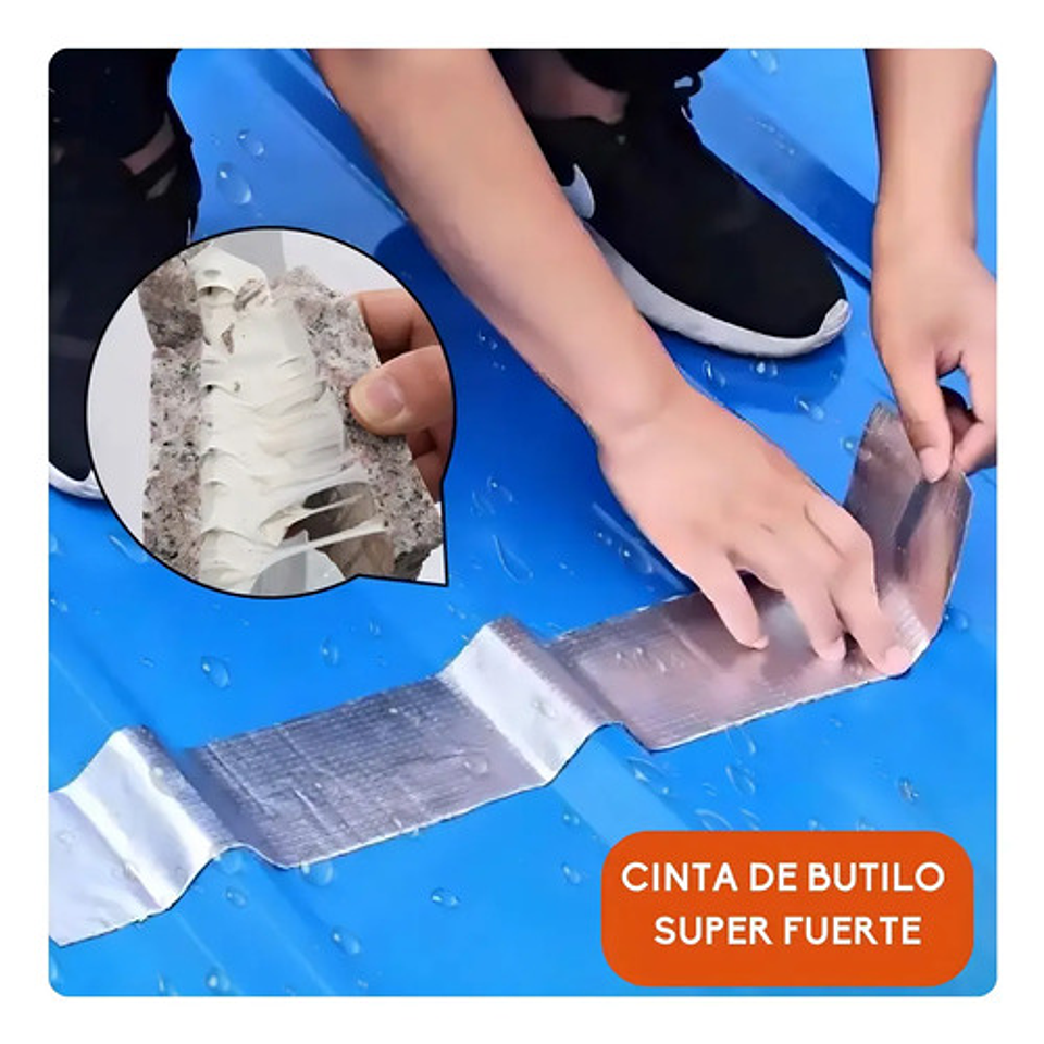 Adhesivo Cinta Tapagotera Techo Sellador Impermeabl 5cm X10m Plateado 6