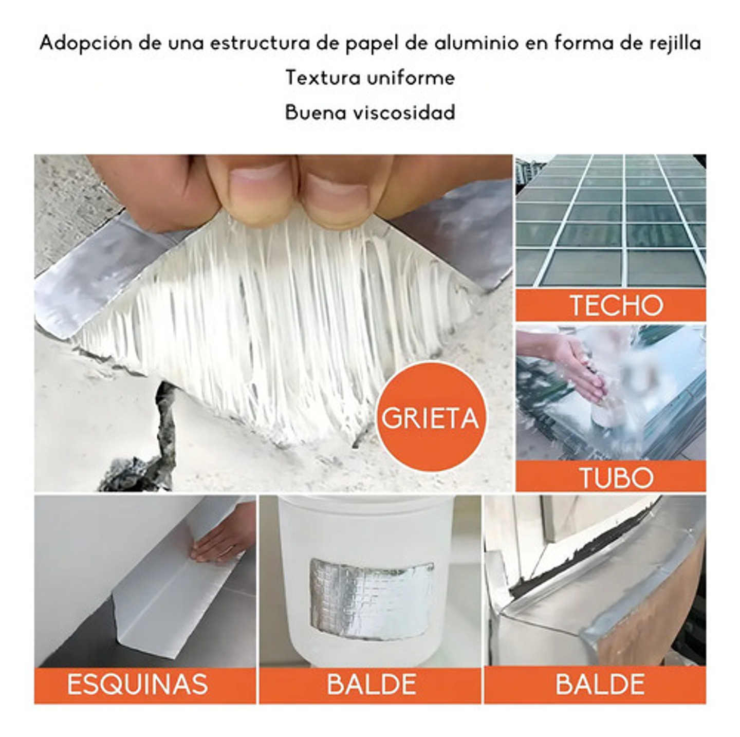 Adhesivo Cinta Tapagotera Techo Sellador Impermeabl 5cm X10m Plateado 8