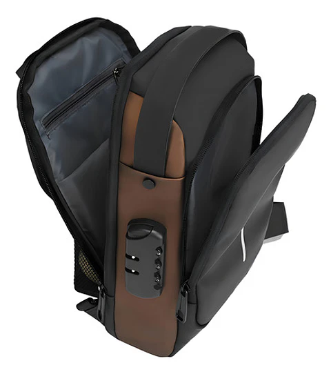 Bolsa De Moto Anti-robo Impermeable Bandolera Deportivo Color Negro Diseño De La Tela Liso