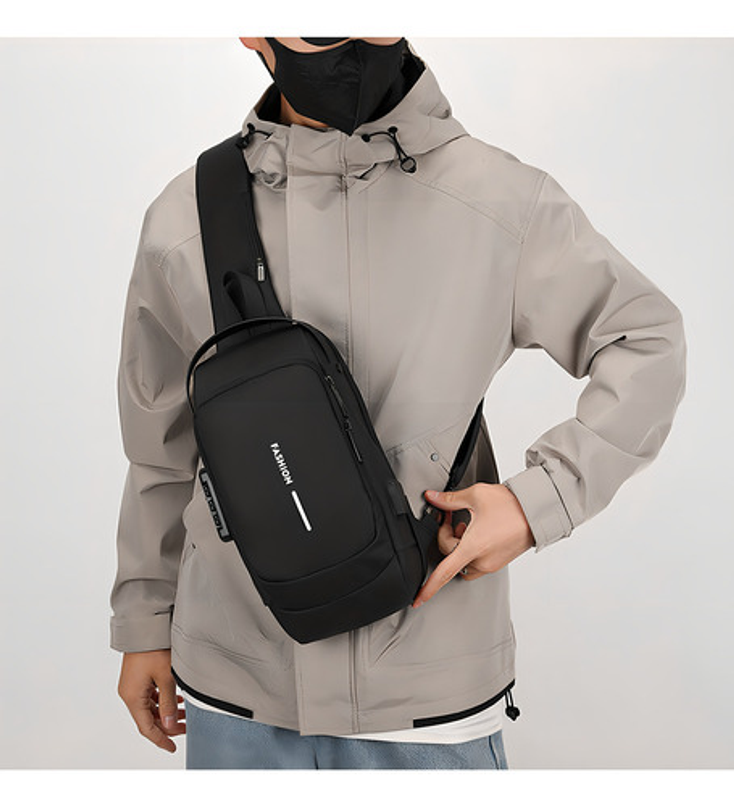 Bolsa De Moto Anti-robo Impermeable Bandolera Deportivo Color Negro Diseño De La Tela Liso 4