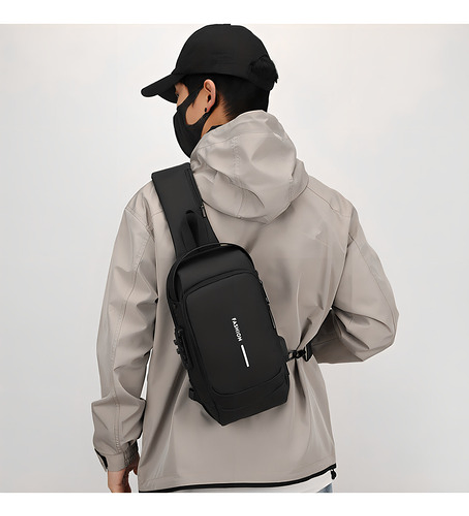 Bolsa De Moto Anti-robo Impermeable Bandolera Deportivo Color Negro Diseño De La Tela Liso 6