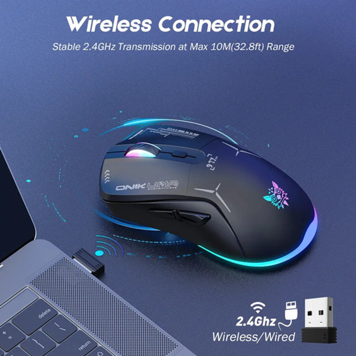 Ratón Gamer Onikuma Cw917 Rgb 7 Modos 4800 Dpi Wireless 7