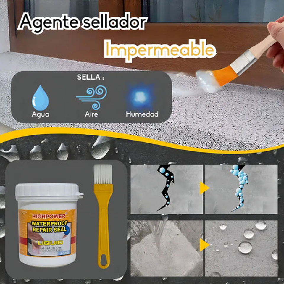 Sellador Tapagotera Impermeable Líquido 300g Sellante Impermeabilizante Techo Gotera Grietas Fugas Filtración Hp Transparente 3