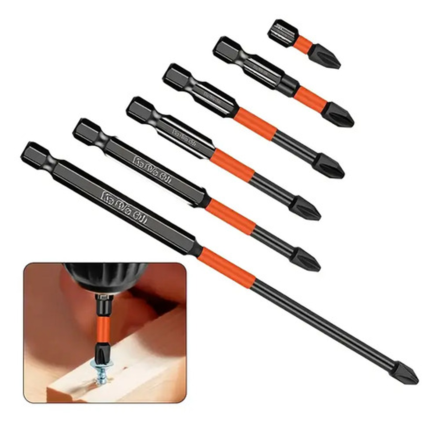 Juego 6 Puntas Destornillador Magnético Ph2 Acero S2 1