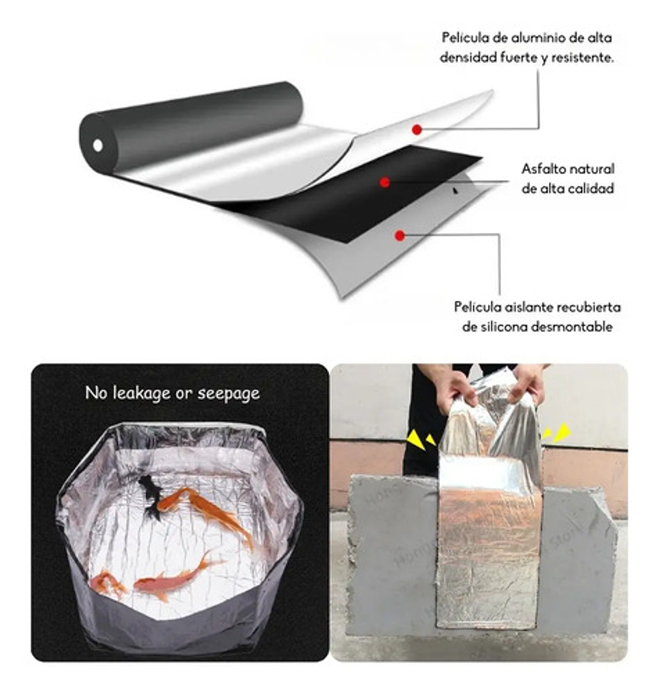 Cinta Aislante Impermeable 75mm*10m Gotera Techo Tubería Resistente Altas Temperaturas -15ºc A 120ºc Huincha Aisladora Selladora Filtraciones. Negro Liso 4