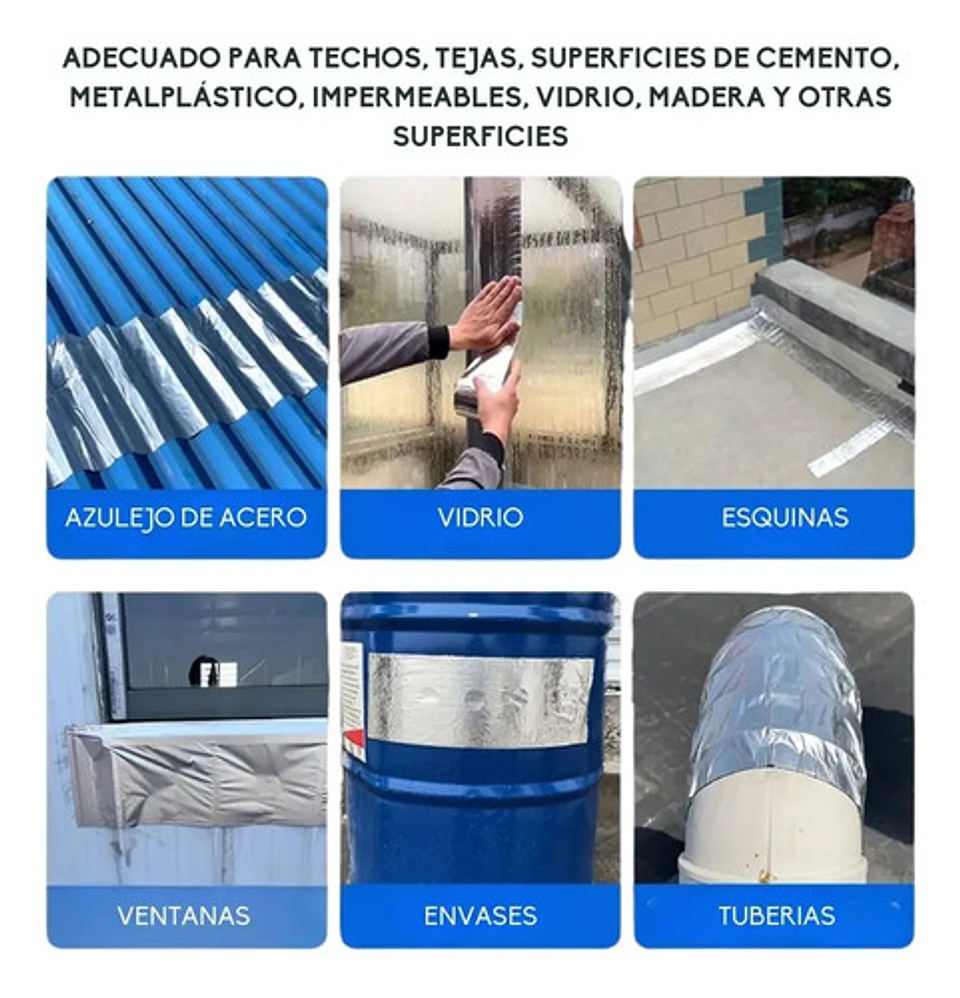 Cinta Aislante Impermeable 75mm*10m Gotera Techo Tubería Resistente Altas Temperaturas -15ºc A 120ºc Huincha Aisladora Selladora Filtraciones. Negro Liso 9