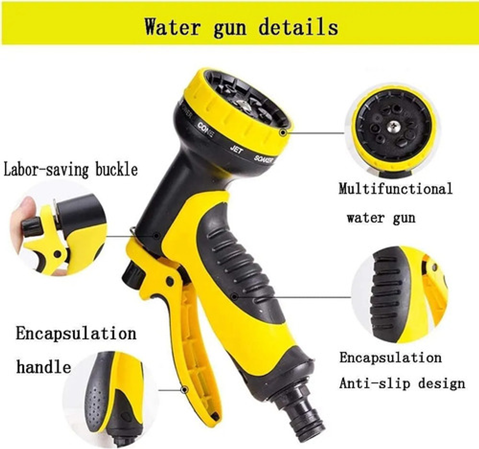 Manguera Retráctil De Jardín 15m Con Riel Y Pistola / Thek Color Verde 2