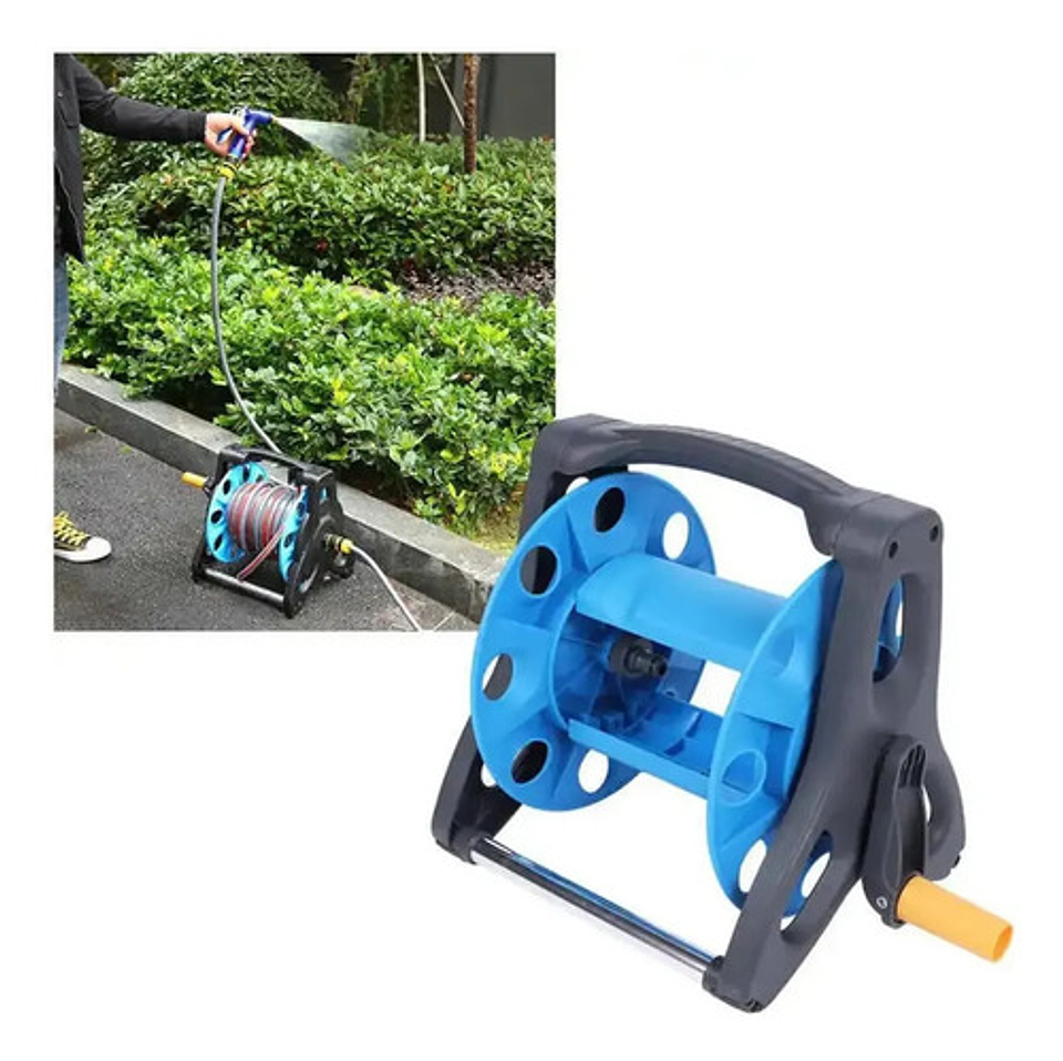 Manguera Retráctil De Jardín 15m Con Riel Y Pistola / Thek Color Verde 6