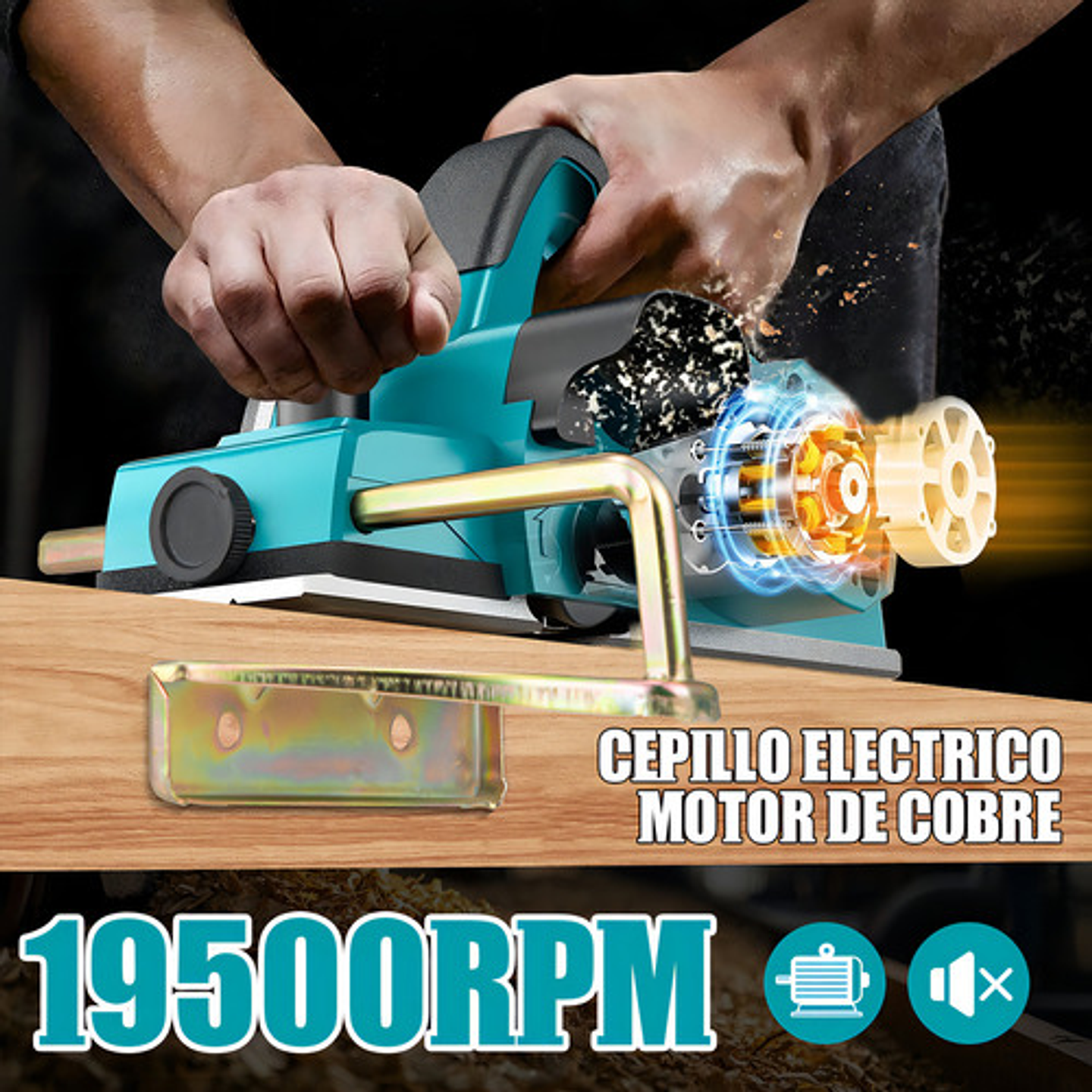 Cepilladora Eléctrica Thek Bd-191 1200w Para Madera 82mm Guía Paralela Turquesa 3