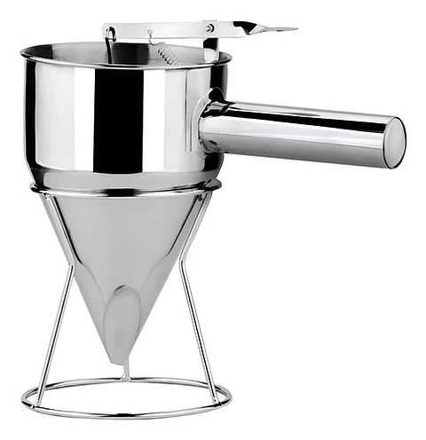 Embudo Dosificador Acero Inoxidable 750ml Con Soporte Repostería Plateado
