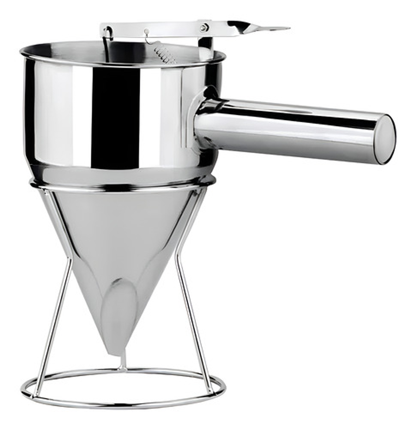 Embudo Dosificador Acero Inoxidable 750ml Con Soporte Repostería Plateado 1