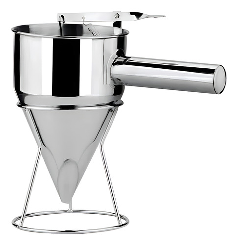 Embudo Dosificador Acero Inoxidable 750ml Con Soporte Repostería Plateado 1