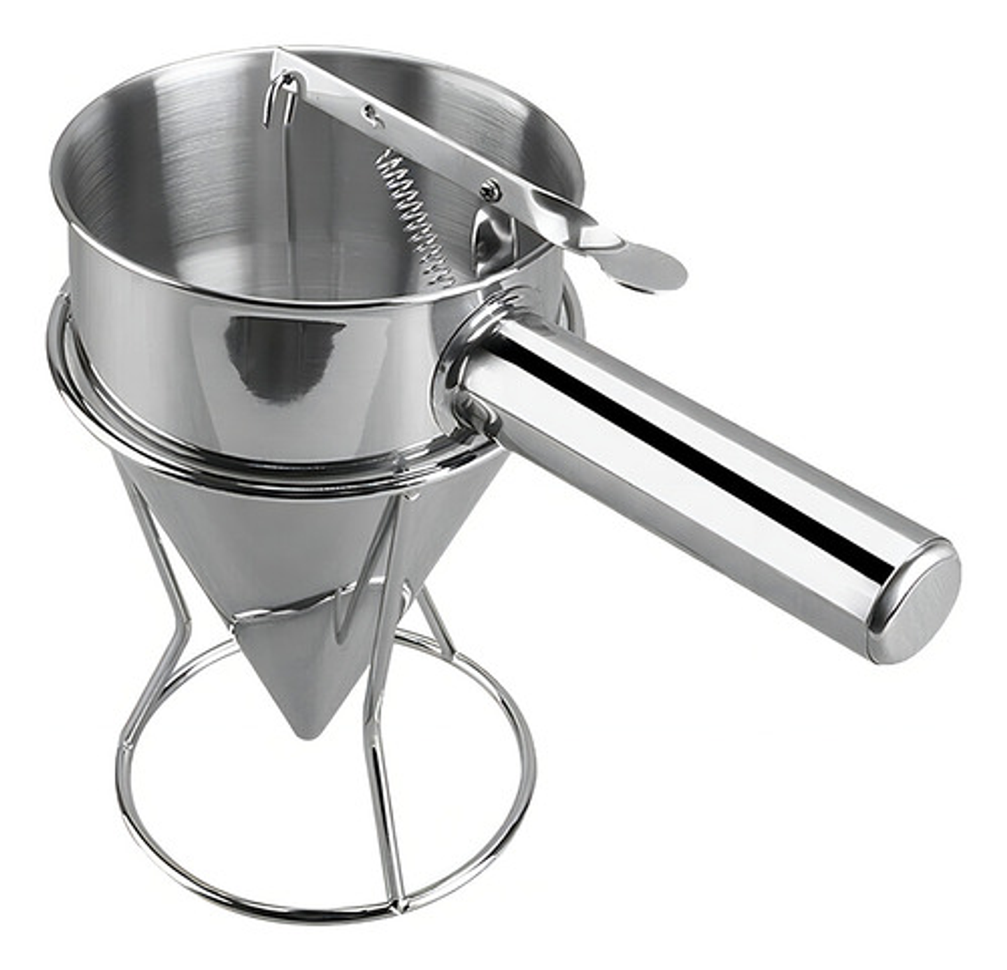 Embudo Dosificador Acero Inoxidable 750ml Con Soporte Repostería Plateado 2