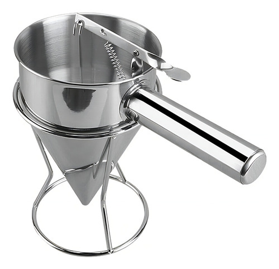 Embudo Dosificador Acero Inoxidable 750ml Con Soporte Repostería Plateado 2