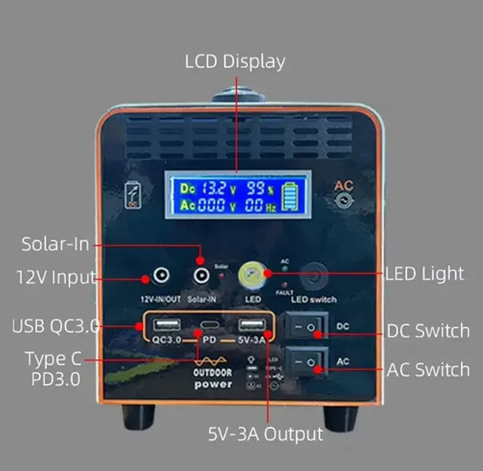 Estación Energía Portátil 300w Generador Solar Monofase 6
