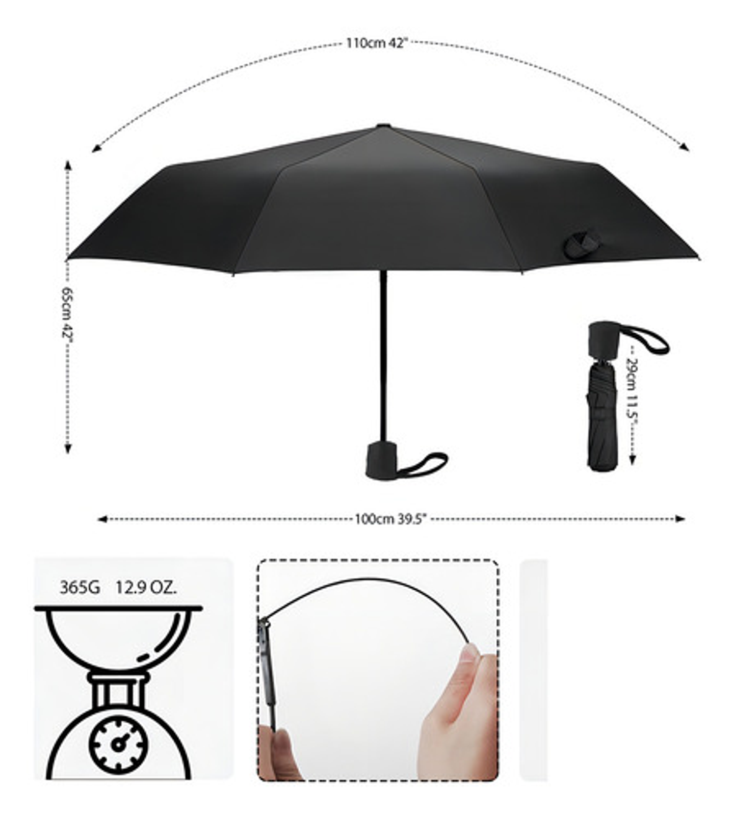 Paraguas Plegable Aicboutique Sombrilla Cartera Verde Musgo 8 Varillas Adultos Liso 3