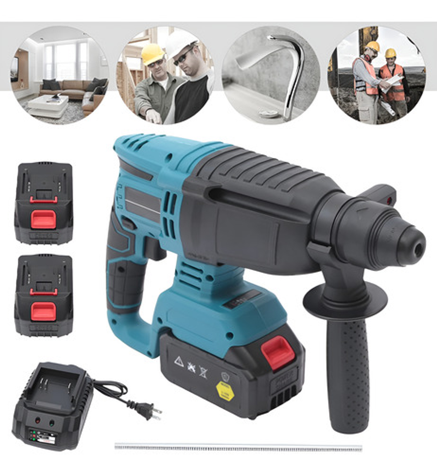 Taladro Martillo Inalámbrico 48v Impacto Rompedor Concreto 2