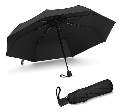 Paraguas Plegable Negro Aicboutique 8 Varillas Compacto De Viaje Liso