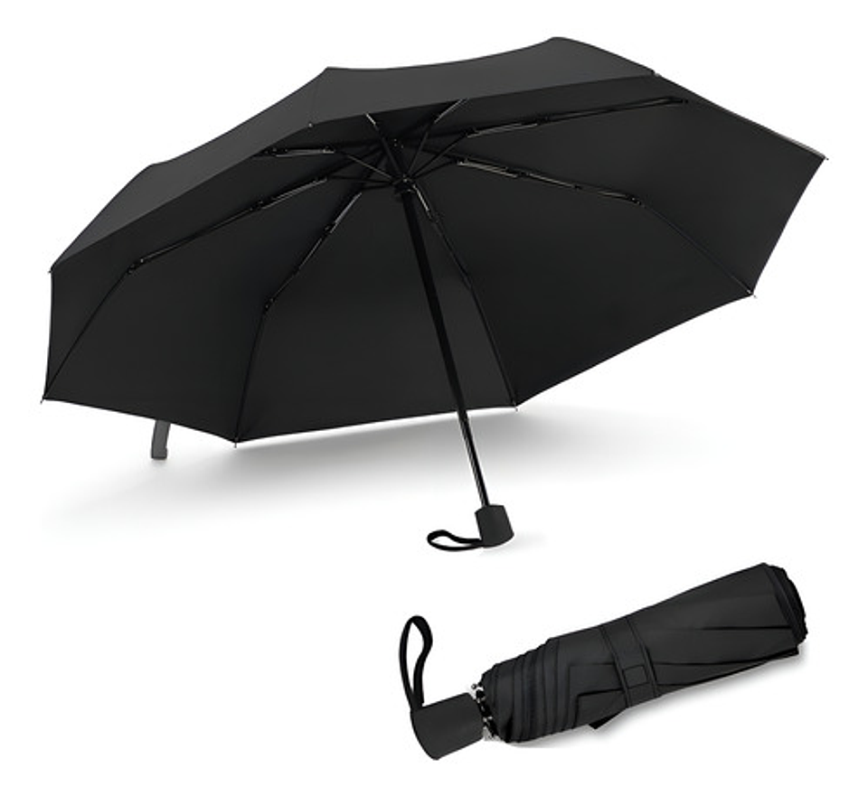 Paraguas Plegable Negro Aicboutique 8 Varillas Compacto De Viaje Liso 1