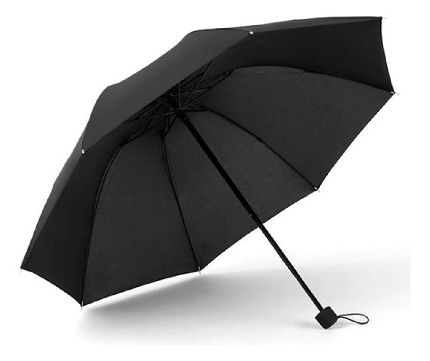 Paraguas Plegable Negro Aicboutique 8 Varillas Compacto De Viaje Liso 2