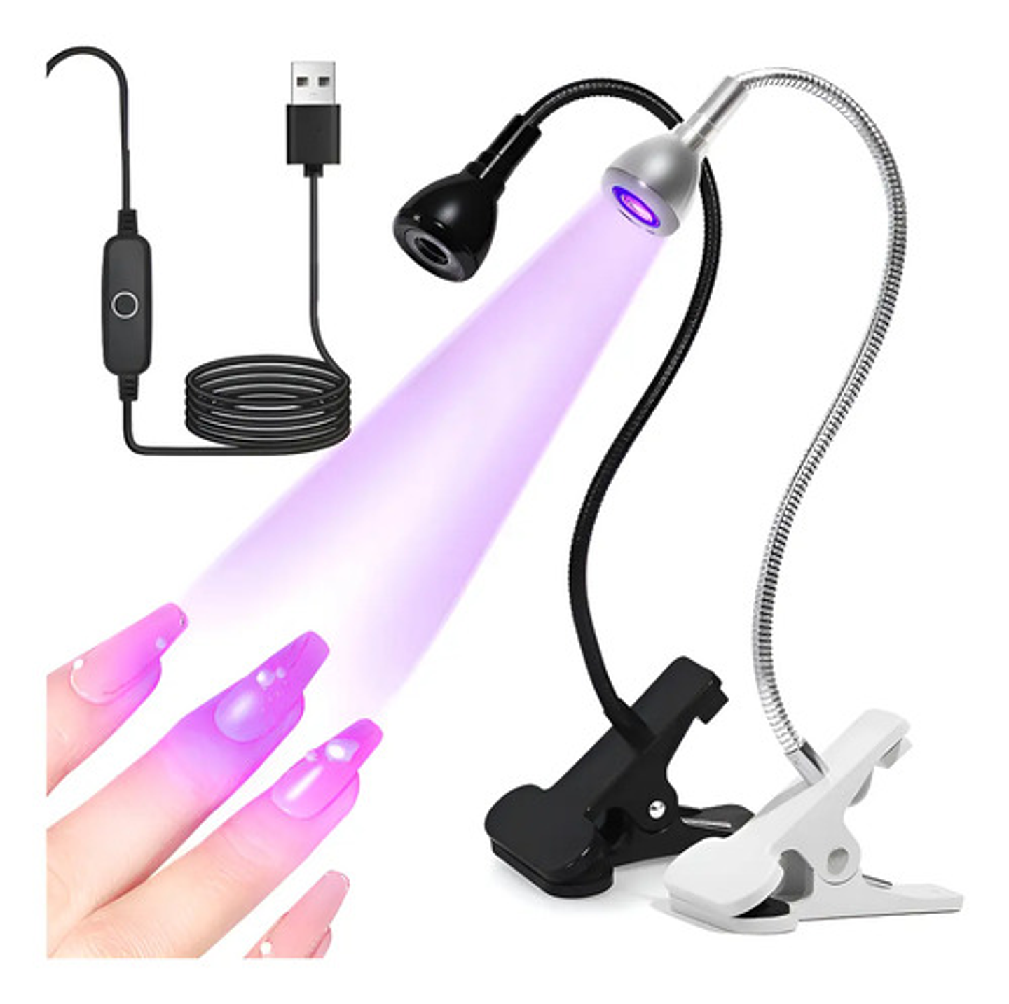 Lámpara Uñas Secado Rápido Uv Clip Usb 360° Portátil 1
