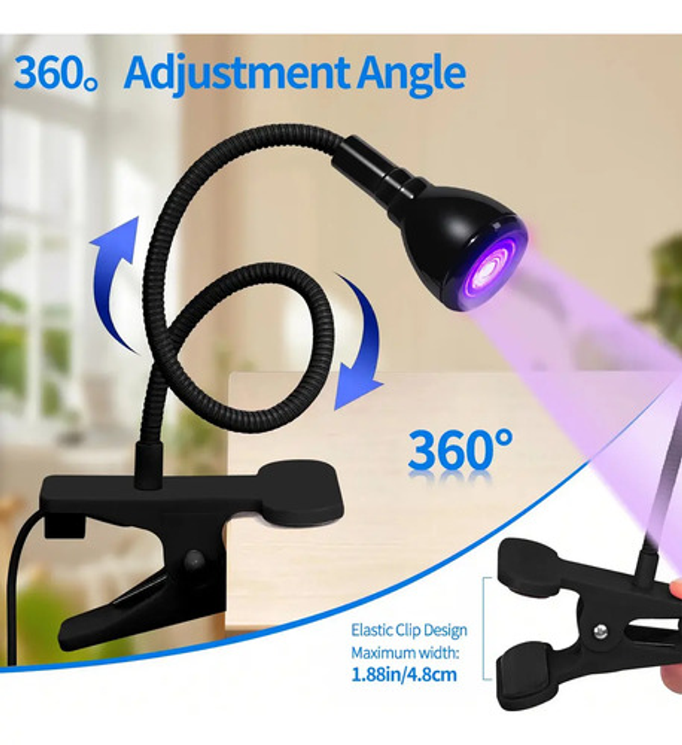 Lámpara Uñas Secado Rápido Uv Clip Usb 360° Portátil 3