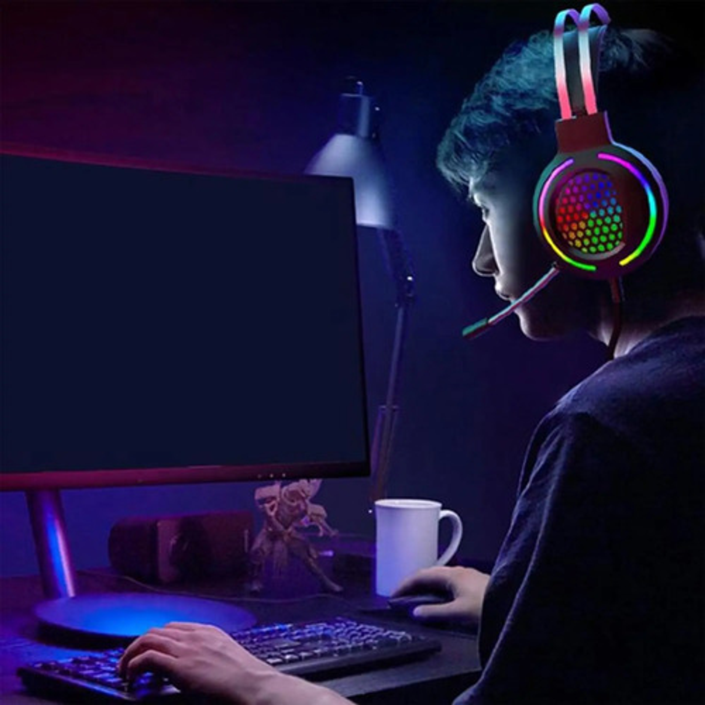 Auriculares Gaming Usb 71 Rosa Luz Led Para Computadora 4