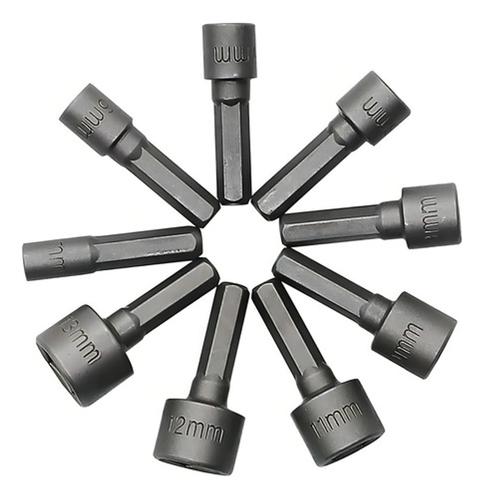 Juego De Dados Hexagonales Thek Taladro 5mm-13mm 9 Piezas Modelo 9t Negro 2