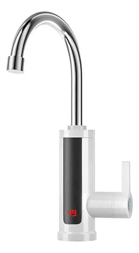 Grifo Monocomando Eléctrico Thek 3000w Blanco Para Lavaplatos Brillante