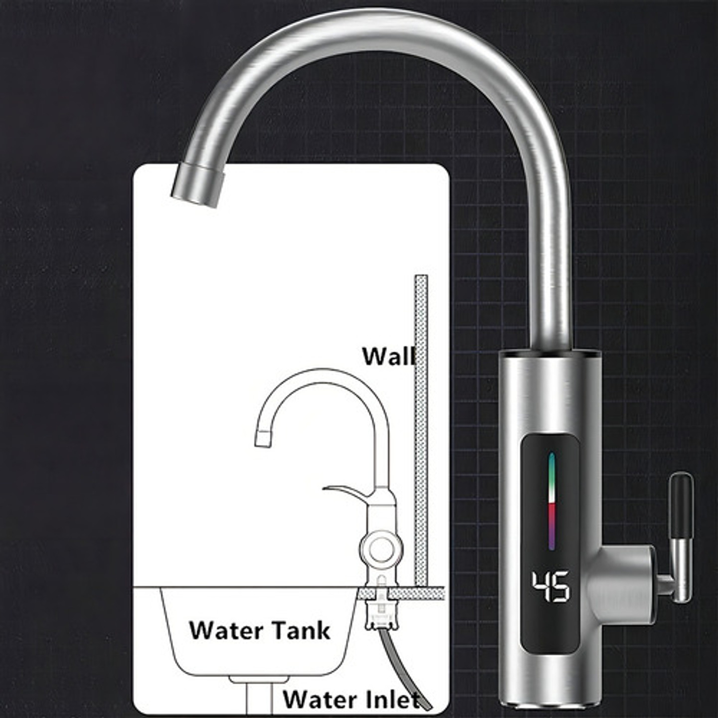 Grifo Monocomando Eléctrico Thek 3000w Blanco Para Lavaplatos Brillante 2