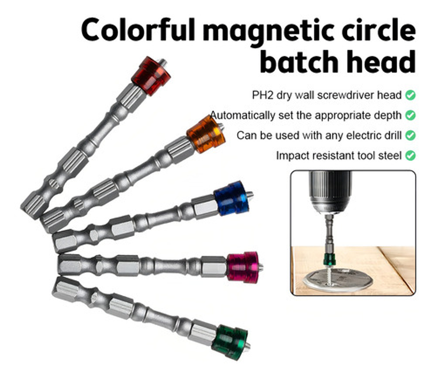 Juego 10 Puntas Magnéticas Ph2 Hexagonal De 1/4 3