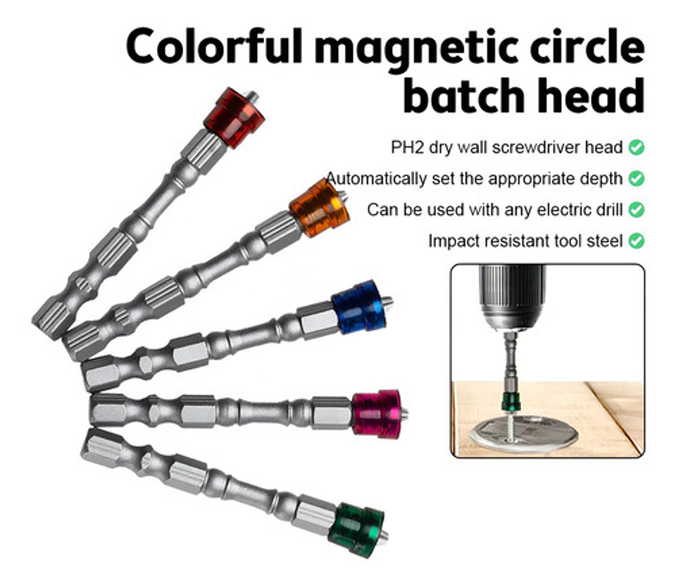 Juego 10 Puntas Magnéticas Ph2 Hexagonal De 1/4 3