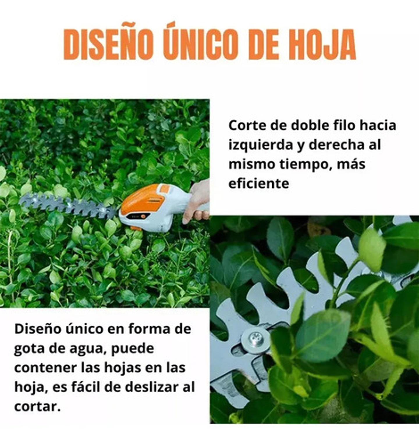 Corta Setos Podador Césped Arbustos Inalámbrico - 2 En 1 3