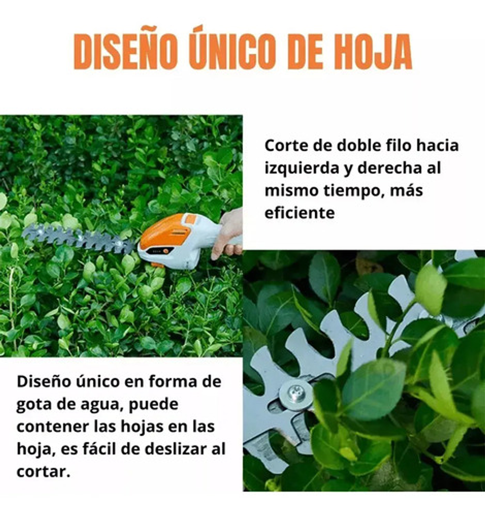 Corta Setos Podador Césped Arbustos Inalámbrico - 2 En 1 3