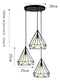 Lampara Triple De Techo Hierro Forma Diamante + Foco Negro - Miniatura 2