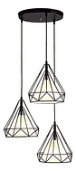 Lampara Triple De Techo Hierro Forma Diamante + Foco Negro - Miniatura 4