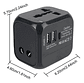 Adaptador Universal Viaje 6a Usb-c Usb Pared Usa Eu Aus - Miniatura 2